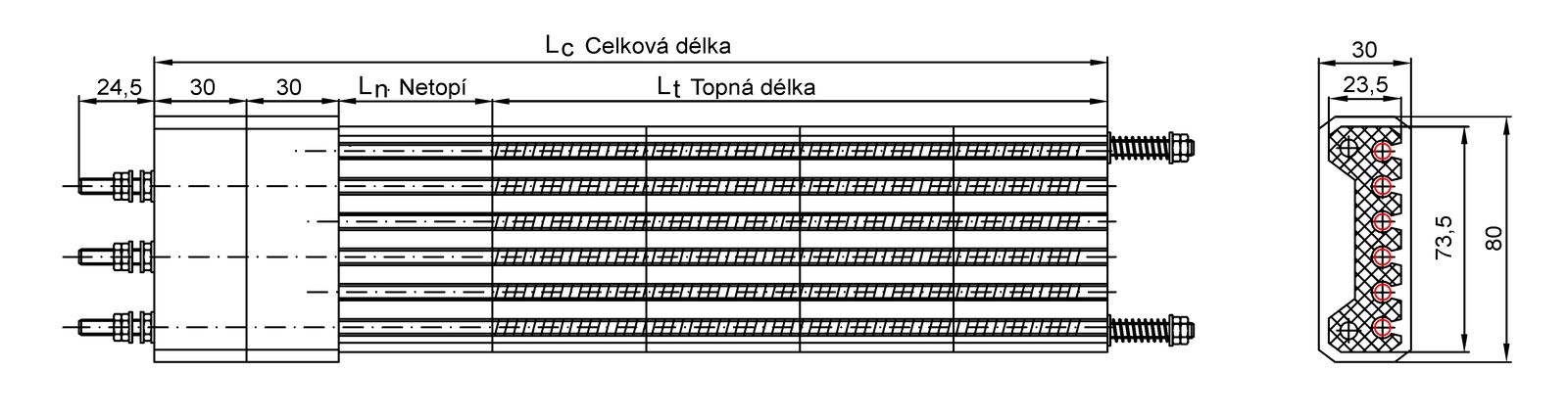 Těleso pro nepřímý ohřev vzduchu